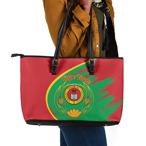 Cape Verde 1975-1992 Leather Tote Bag Coat Of Arms Grunge Style