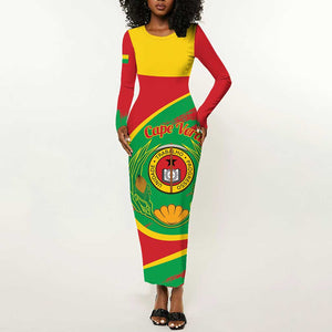 Cape Verde 1975-1992 Long Sleeve Bodycon Dress Coat Of Arms Grunge Style LT14