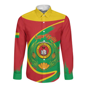 Cape Verde 1975-1992 Long Sleeve Button Shirt Coat Of Arms Grunge Style