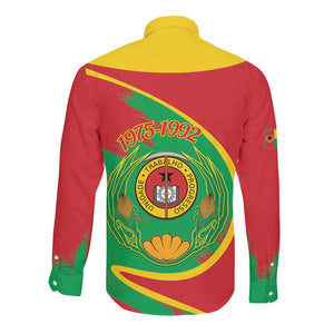 Cape Verde 1975-1992 Long Sleeve Button Shirt Coat Of Arms Grunge Style