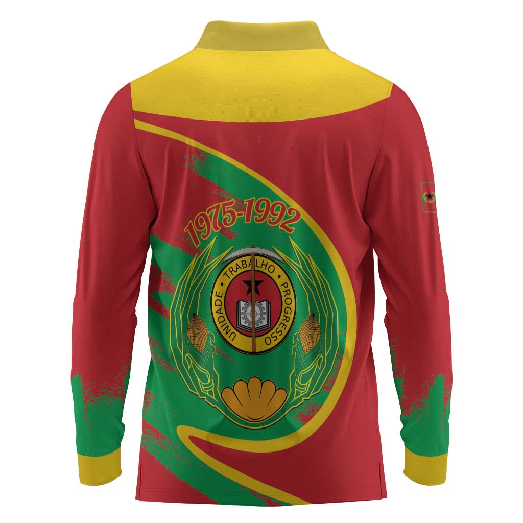 Cape Verde 1975-1992 Long Sleeve Polo Shirt Coat Of Arms Grunge Style