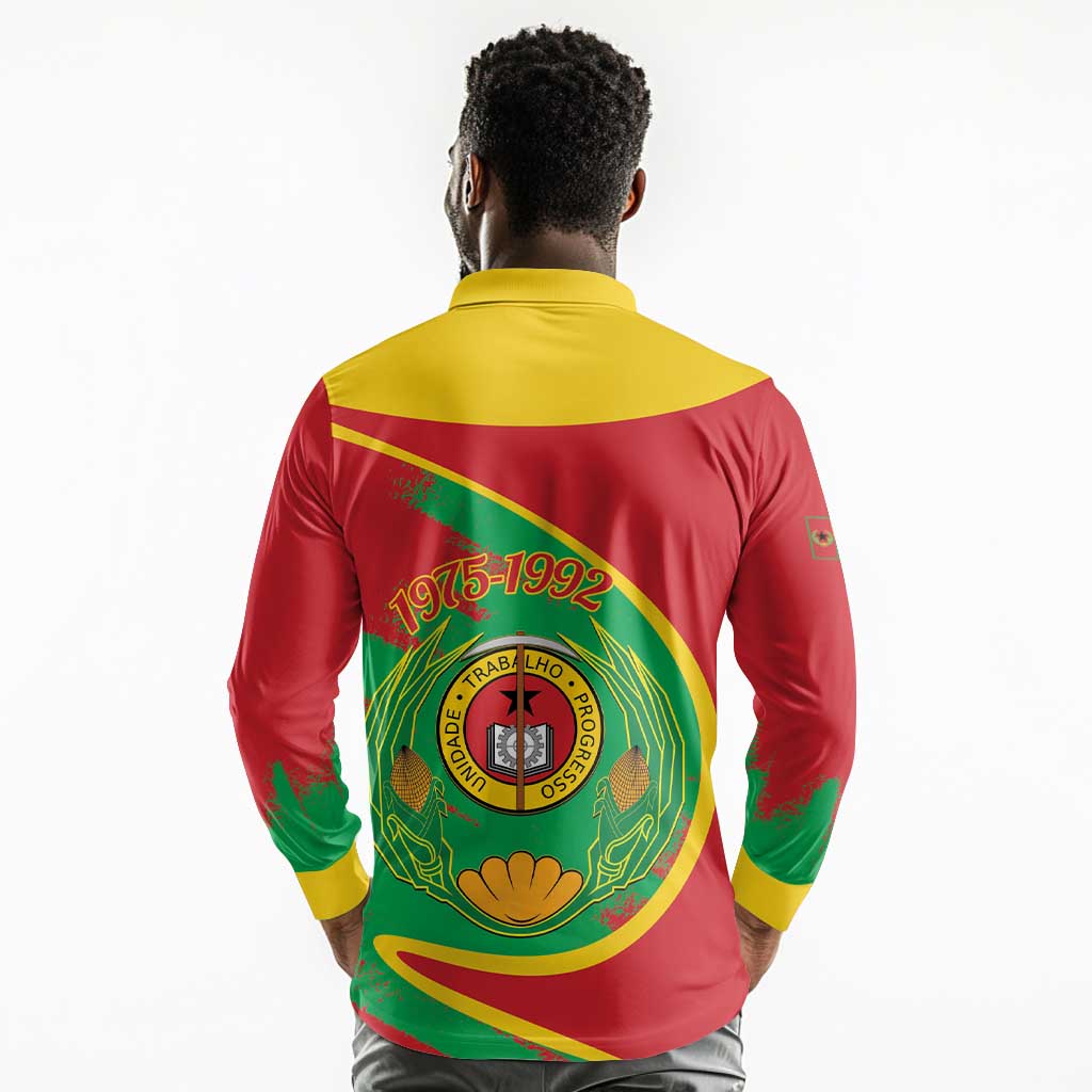 Cape Verde 1975-1992 Long Sleeve Polo Shirt Coat Of Arms Grunge Style