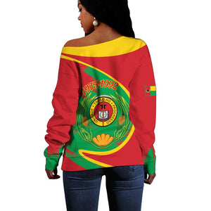 Cape Verde 1975-1992 Off Shoulder Sweater Coat Of Arms Grunge Style