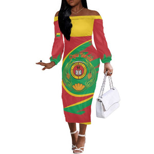 Cape Verde 1975-1992 Off The Shoulder Long Sleeve Dress Coat Of Arms Grunge Style