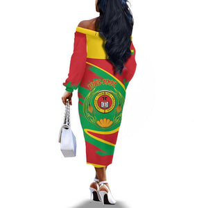 Cape Verde 1975-1992 Off The Shoulder Long Sleeve Dress Coat Of Arms Grunge Style