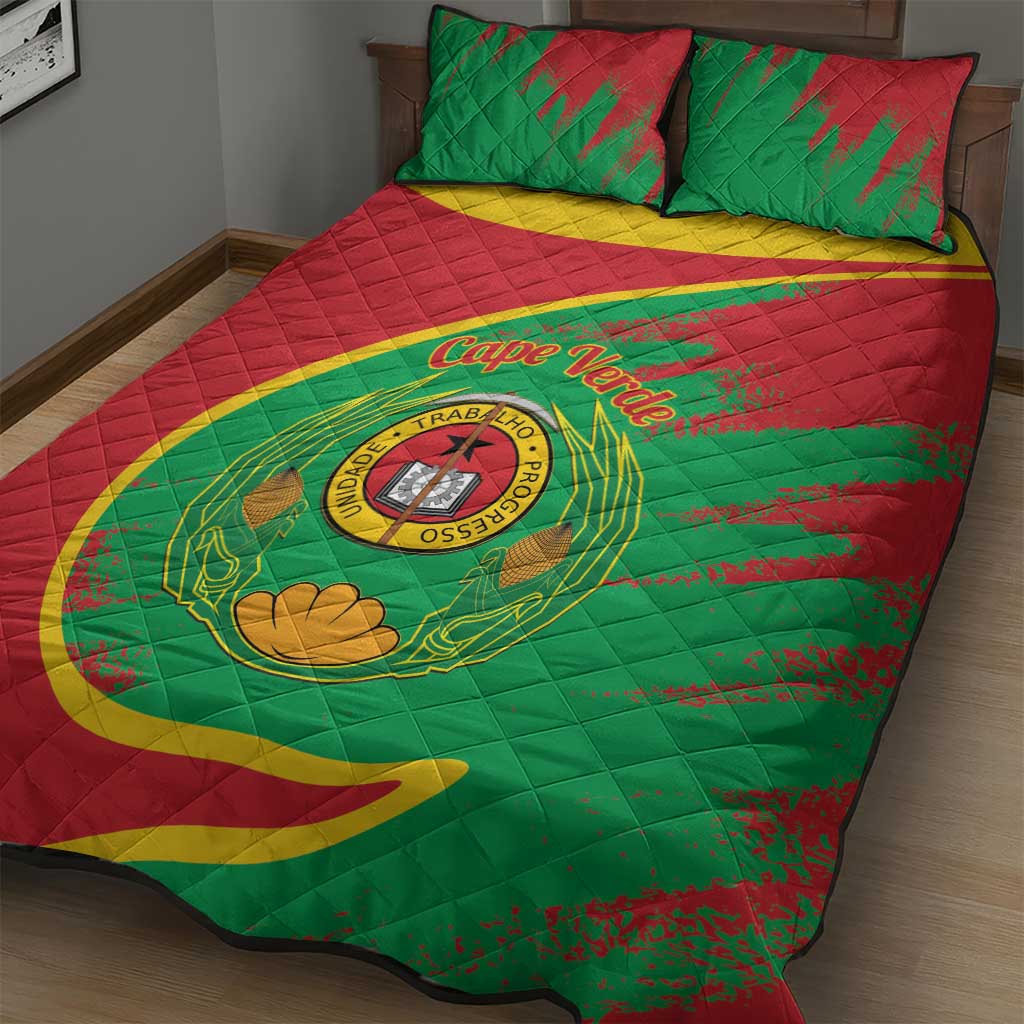 Cape Verde 1975-1992 Quilt Bed Set Coat Of Arms Grunge Style