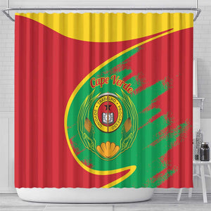 Cape Verde 1975-1992 Shower Curtain Coat Of Arms Grunge Style