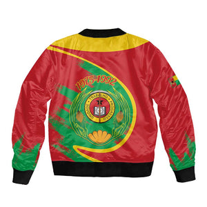 Cape Verde 1975-1992 Sleeve Zip Bomber Jacket Coat Of Arms Grunge Style