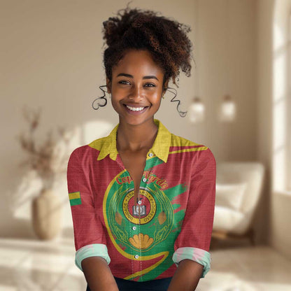 Cape Verde 1975-1992 Women Casual Shirt Coat Of Arms Grunge Style