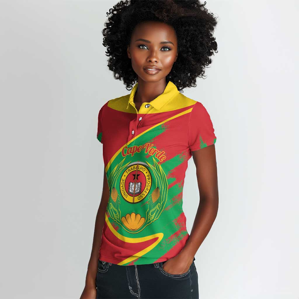 Cape Verde 1975-1992 Women Polo Shirt Coat Of Arms Grunge Style