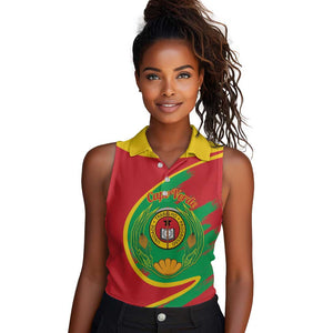 Cape Verde 1975-1992 Women Sleeveless Polo Shirt Coat Of Arms Grunge Style