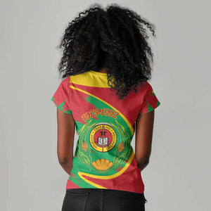 Cape Verde 1975-1992 Women V-Neck T-Shirt Coat Of Arms Grunge Style