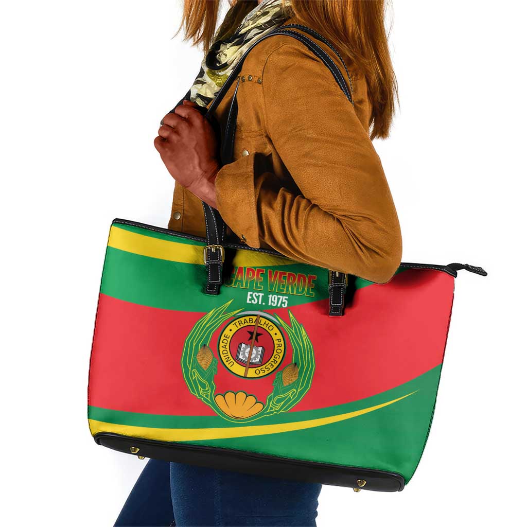 Cape Verde 1975-1992 Leather Tote Bag Unidade Trabalho Progresso