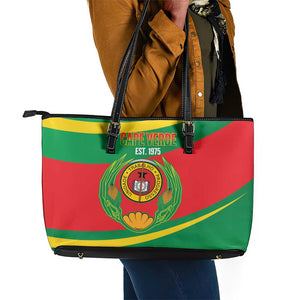 Cape Verde 1975-1992 Leather Tote Bag Unidade Trabalho Progresso