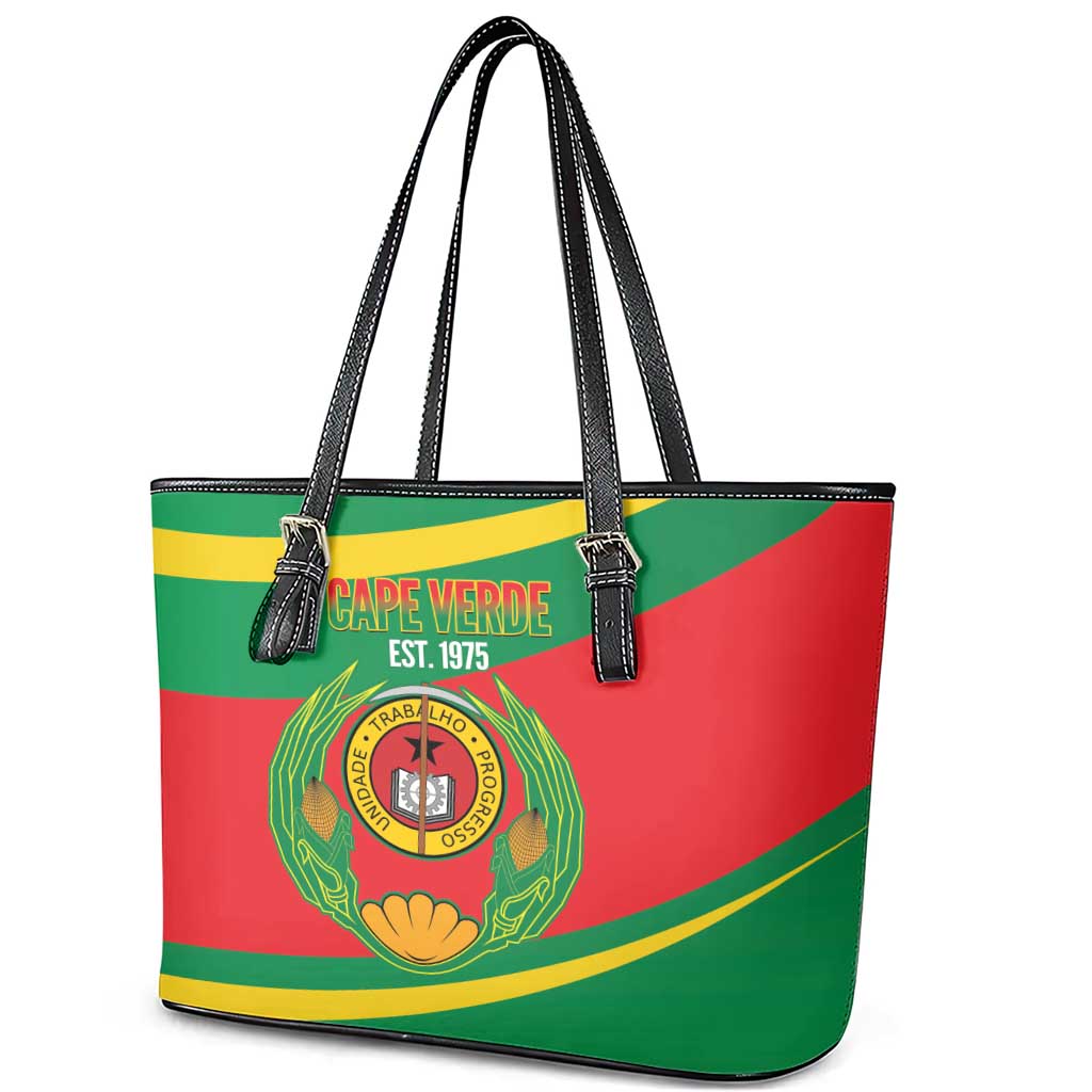 Cape Verde 1975-1992 Leather Tote Bag Unidade Trabalho Progresso