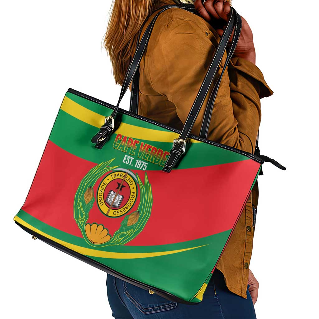 Cape Verde 1975-1992 Leather Tote Bag Unidade Trabalho Progresso