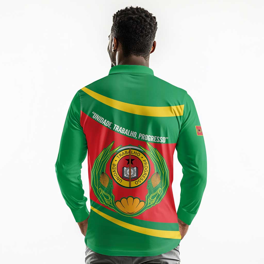 Cape Verde 1975-1992 Long Sleeve Polo Shirt Unidade Trabalho Progresso