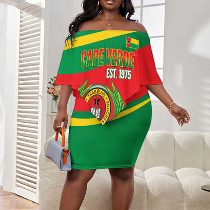 Cape Verde 1975-1992 Off Shoulder Short Dress Unidade Trabalho Progresso