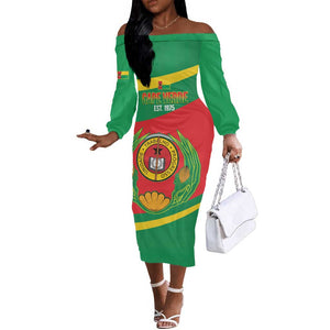 Cape Verde 1975-1992 Off The Shoulder Long Sleeve Dress Unidade Trabalho Progresso