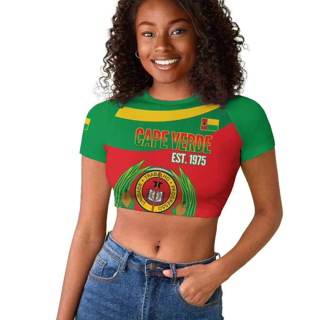 Cape Verde 1975-1992 Raglan Cropped T shirt Unidade Trabalho Progresso