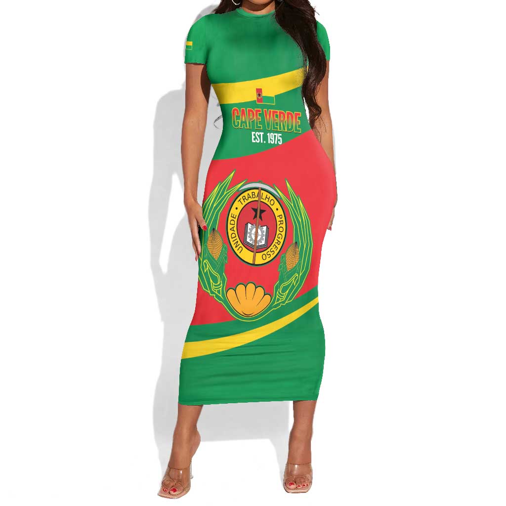 Cape Verde 1975-1992 Short Sleeve Bodycon Dress Unidade Trabalho Progresso LT14