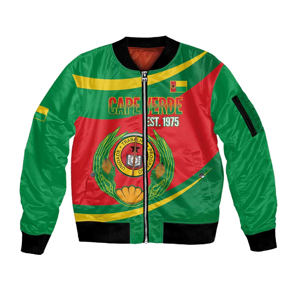 Cape Verde 1975-1992 Sleeve Zip Bomber Jacket Unidade Trabalho Progresso