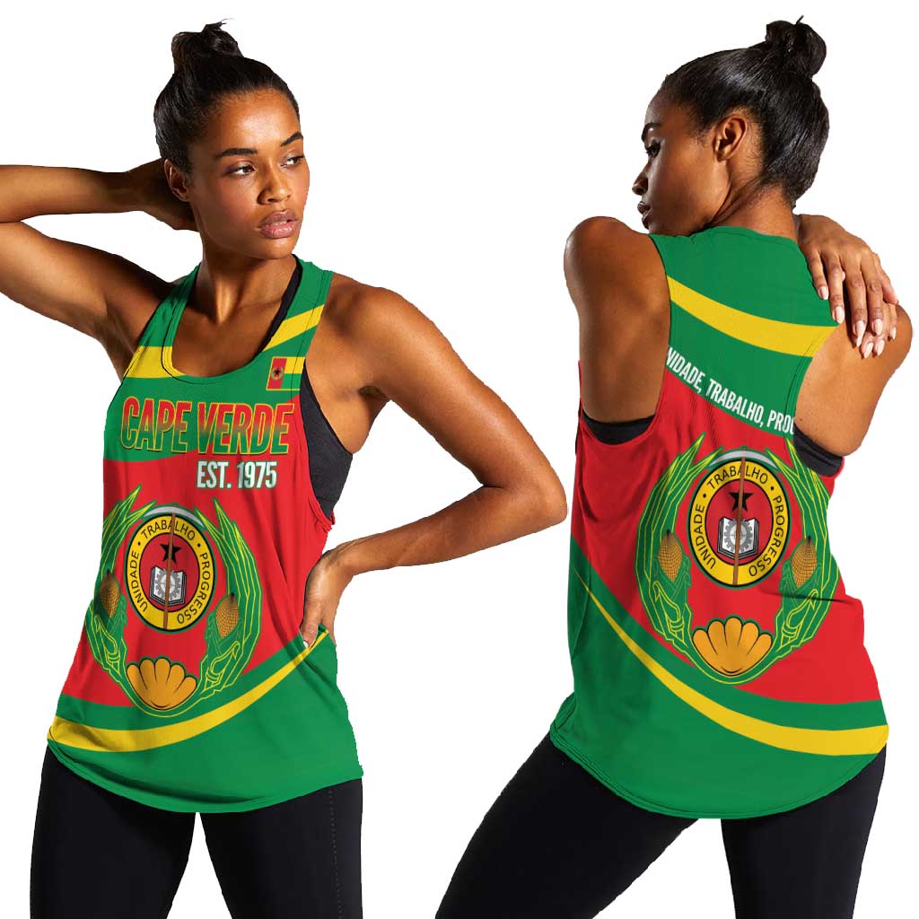 Cape Verde 1975-1992 Women Racerback Tank Unidade Trabalho Progresso