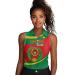 Cape Verde 1975-1992 Women Sleeveless Polo Shirt Unidade Trabalho Progresso