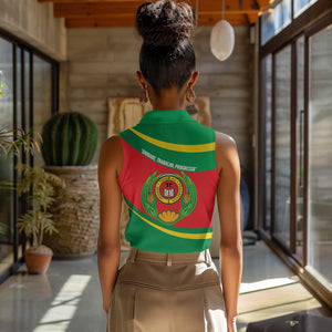 Cape Verde 1975-1992 Women Sleeveless Polo Shirt Unidade Trabalho Progresso