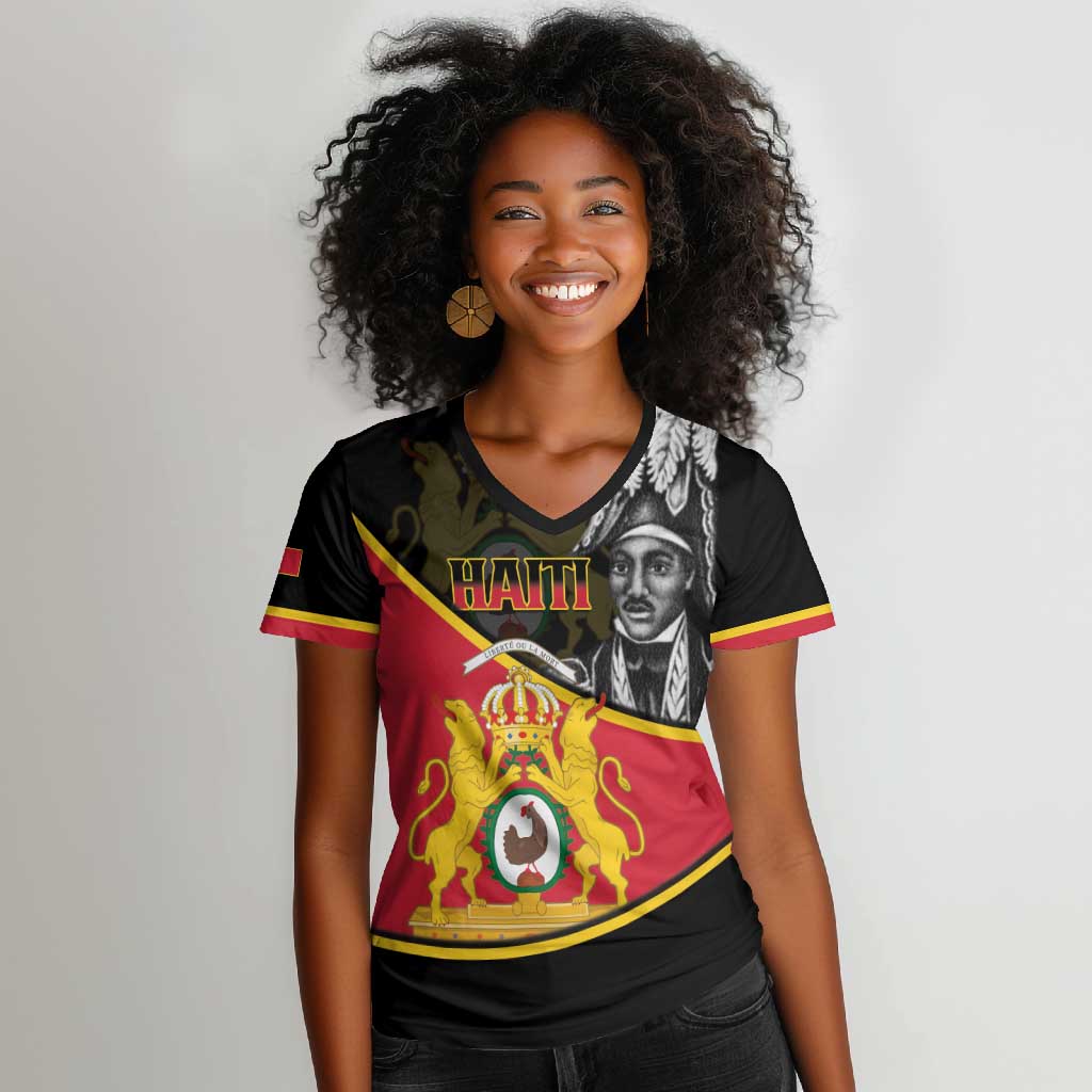 First Empire Of Haiti 1804-1806 Women V-Neck T-Shirt Jean-Jacques Dessalines Liberte ou la Mort!