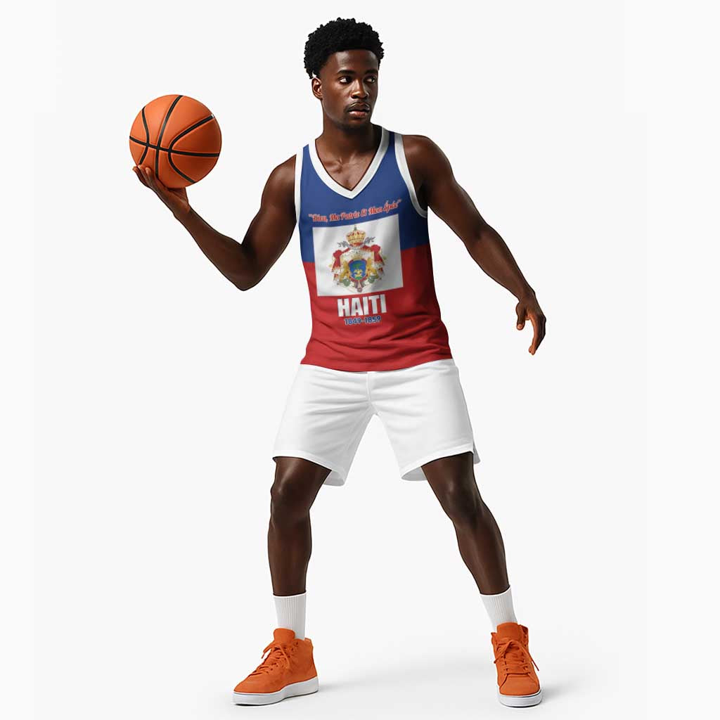 Personalised Second Empire of Haiti 1849-1859 Basketball Jersey Anpi an Ayiti Flag Style - African Pride