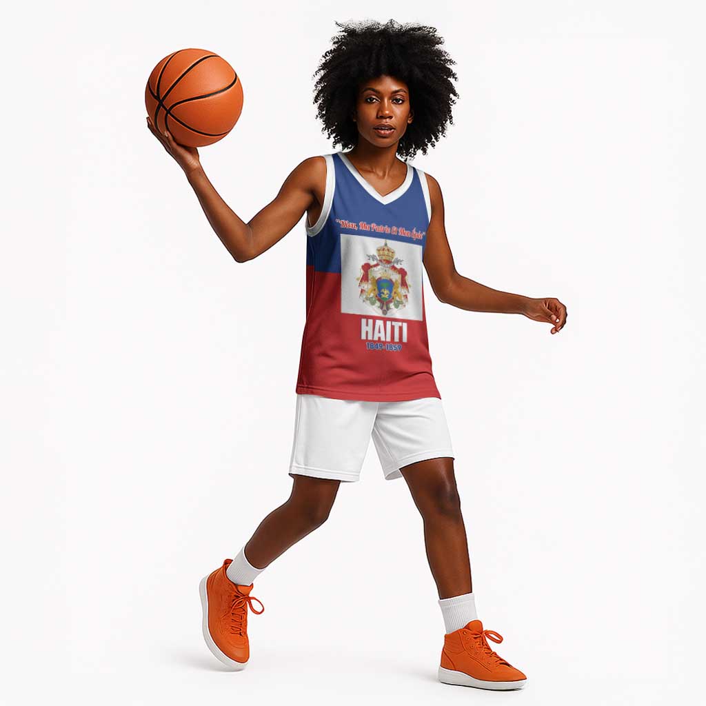 Personalised Second Empire of Haiti 1849-1859 Basketball Jersey Anpi an Ayiti Flag Style - African Pride