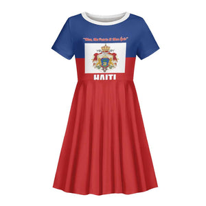 Personalised Second Empire of Haiti 1849-1859 Kid Short Sleeve Dress Anpi an Ayiti Flag Style