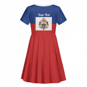 Personalised Second Empire of Haiti 1849-1859 Kid Short Sleeve Dress Anpi an Ayiti Flag Style