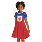 Personalised Second Empire of Haiti 1849-1859 Kid Short Sleeve Dress Anpi an Ayiti Flag Style