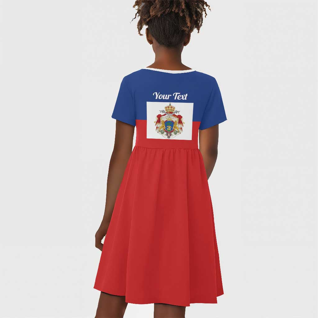 Personalised Second Empire of Haiti 1849-1859 Kid Short Sleeve Dress Anpi an Ayiti Flag Style