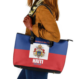 Second Empire of Haiti 1849-1859 Leather Tote Bag Anpi an Ayiti Flag Style