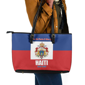Second Empire of Haiti 1849-1859 Leather Tote Bag Anpi an Ayiti Flag Style