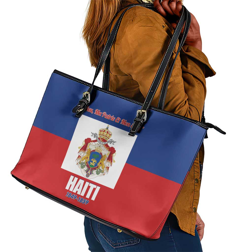Second Empire of Haiti 1849-1859 Leather Tote Bag Anpi an Ayiti Flag Style