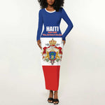 Personalised Second Empire of Haiti 1849-1859 Long Sleeve Bodycon Dress Anpi an Ayiti Flag Style LT14