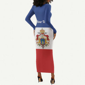 Personalised Second Empire of Haiti 1849-1859 Long Sleeve Bodycon Dress Anpi an Ayiti Flag Style LT14