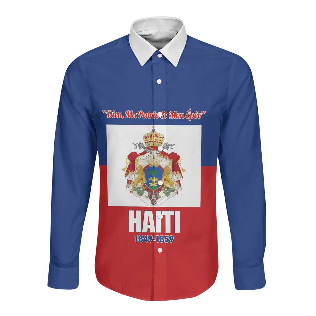 Personalised Second Empire of Haiti 1849-1859 Long Sleeve Button Shirt Anpi an Ayiti Flag Style