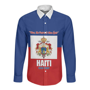 Personalised Second Empire of Haiti 1849-1859 Long Sleeve Button Shirt Anpi an Ayiti Flag Style