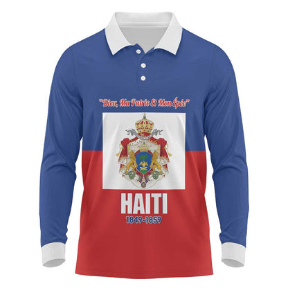 Personalised Second Empire of Haiti 1849-1859 Long Sleeve Polo Shirt Anpi an Ayiti Flag Style