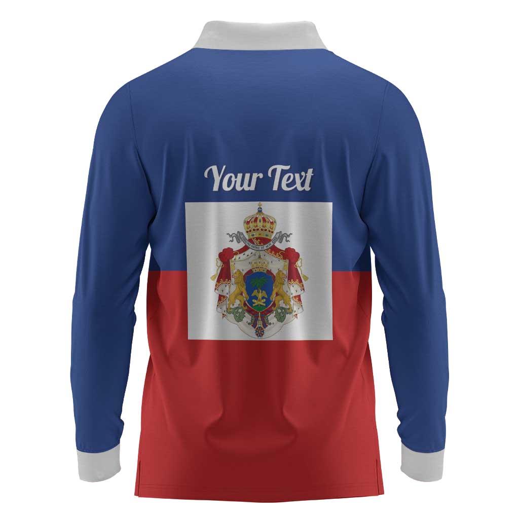 Personalised Second Empire of Haiti 1849-1859 Long Sleeve Polo Shirt Anpi an Ayiti Flag Style
