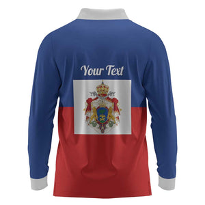 Personalised Second Empire of Haiti 1849-1859 Long Sleeve Polo Shirt Anpi an Ayiti Flag Style