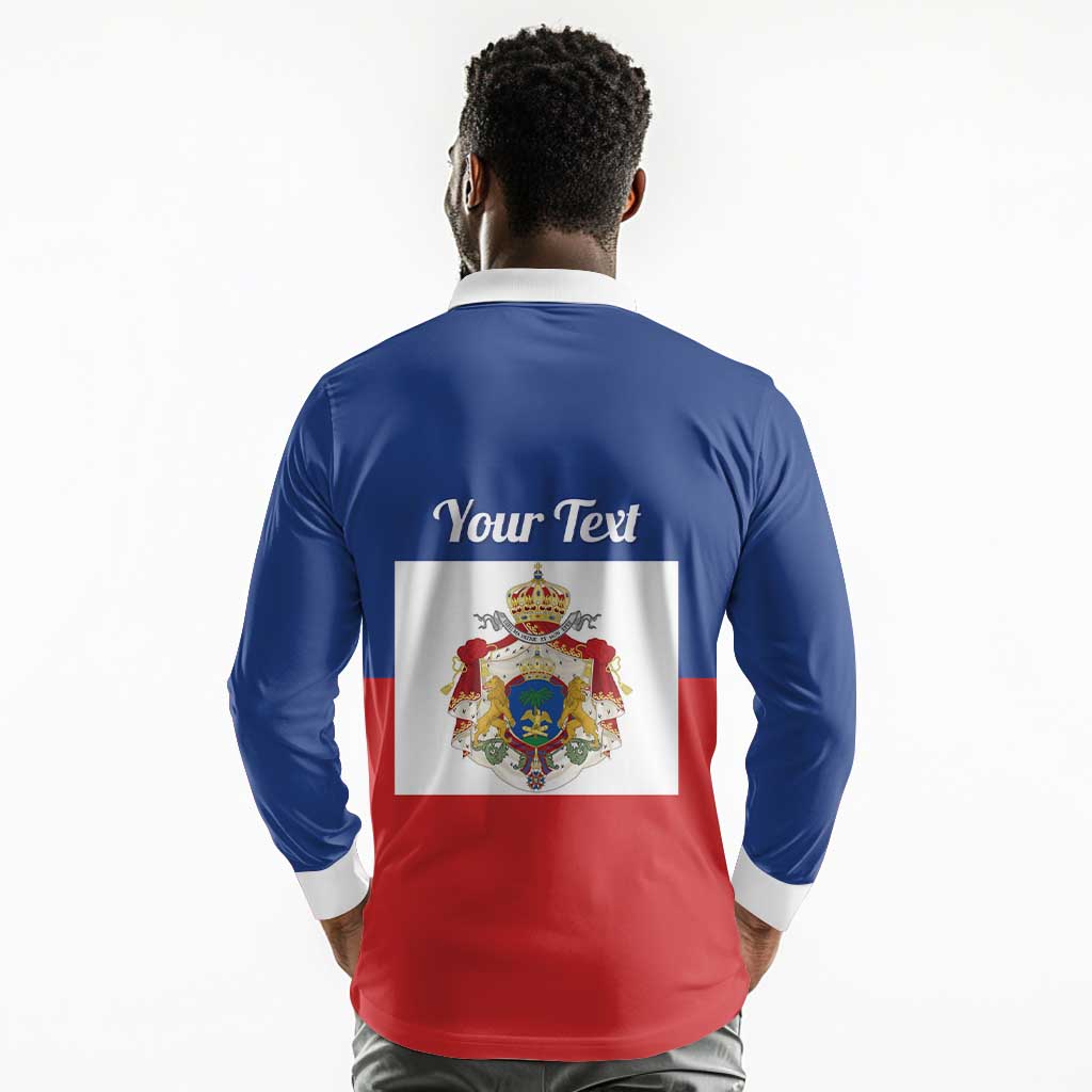 Personalised Second Empire of Haiti 1849-1859 Long Sleeve Polo Shirt Anpi an Ayiti Flag Style