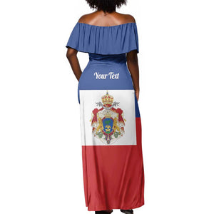 Personalised Second Empire of Haiti 1849-1859 Off Shoulder Maxi Dress Anpi an Ayiti Flag Style