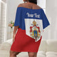 Personalised Second Empire of Haiti 1849-1859 Off Shoulder Short Dress Anpi an Ayiti Flag Style