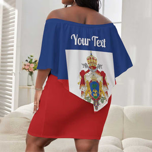 Personalised Second Empire of Haiti 1849-1859 Off Shoulder Short Dress Anpi an Ayiti Flag Style